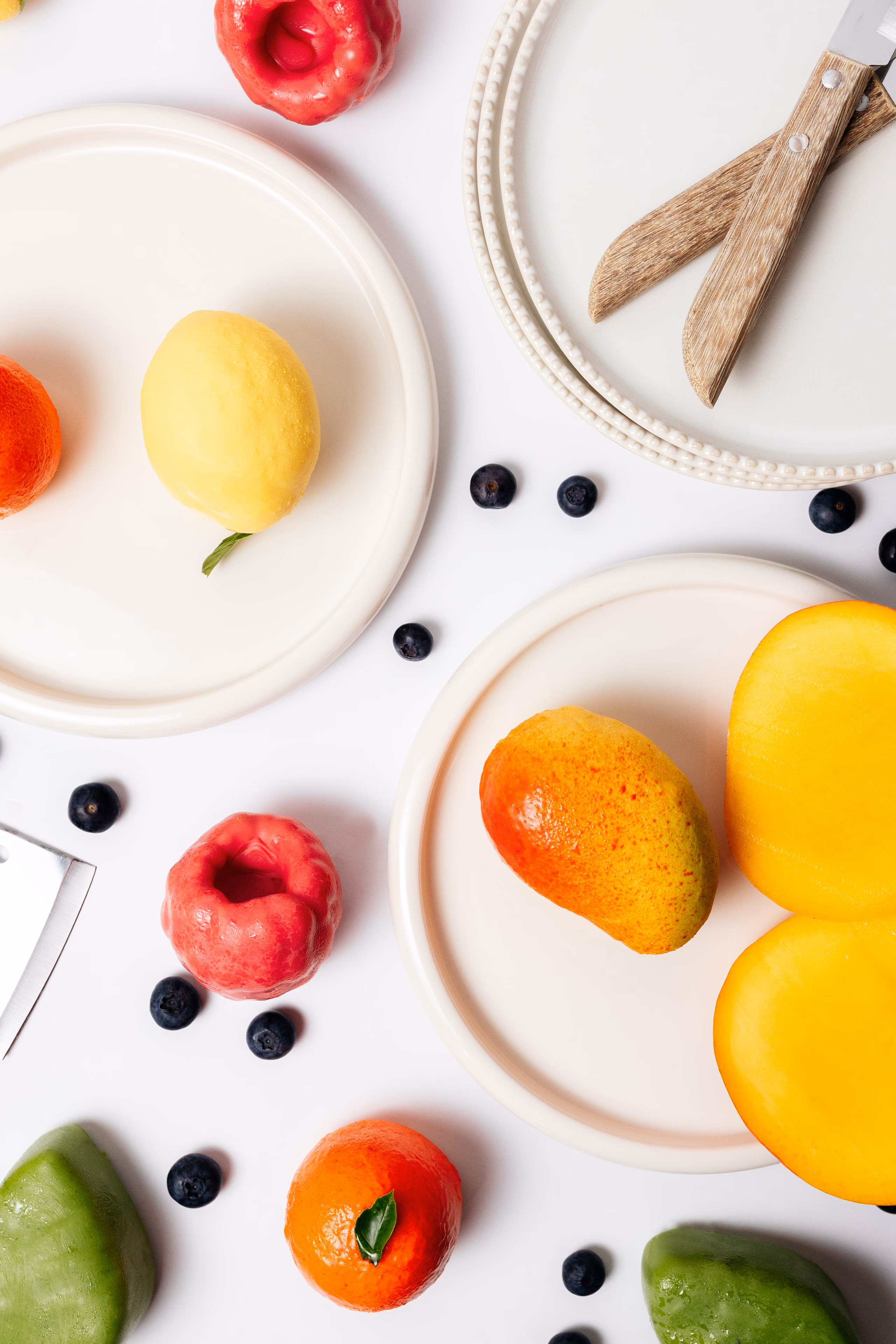 Trompe l'oeil fruit shaped desserts