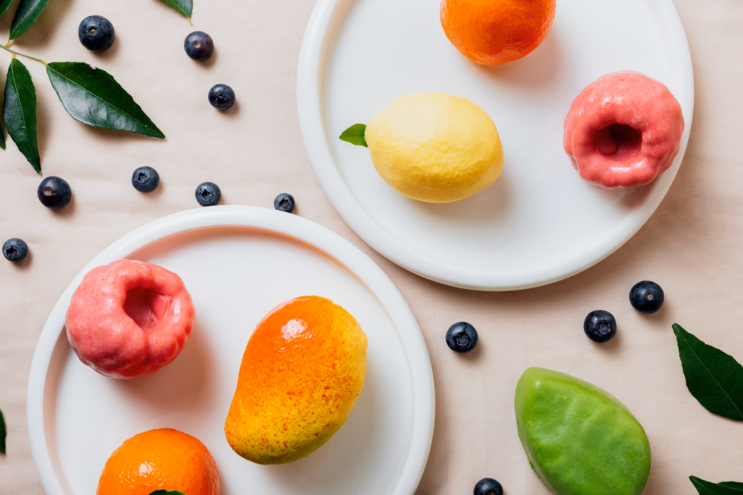 Trompe l'oeil fruit shaped desserts